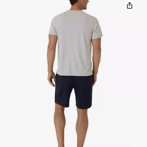 Men's Medium Eddie Bauer 2-Piece Lounge Set Tee Shirt & Shorts Gray & Navy - Picture 2 of 12